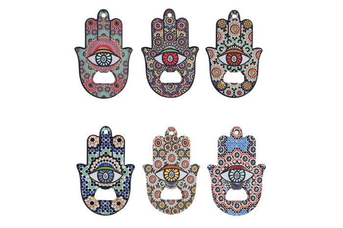 DKD Home Decor Imanes de Metal y PS con Abridor y Hamsa Dorado Surtido de 6 DKD Home Decor Imanes de Metal y PS con Abridor y Hamsa Dorado Surtido de 6
