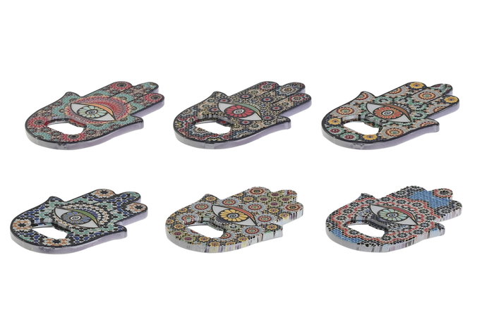 DKD Home Decor Imanes de Metal y PS con Abridor y Hamsa Dorado Surtido de 6 DKD Home Decor Imanes de Metal y PS con Abridor y Hamsa Dorado Surtido de 6
