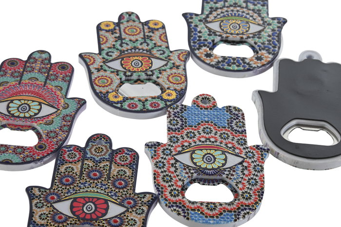 DKD Home Decor Imanes de Metal y PS con Abridor y Hamsa Dorado Surtido de 6 DKD Home Decor Imanes de Metal y PS con Abridor y Hamsa Dorado Surtido de 6