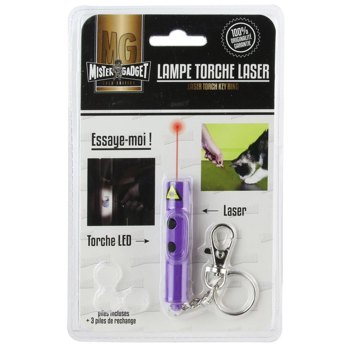 Mister Gadget Llavero Linterna Láser con Puntero y Luz LED con Mosquetón
