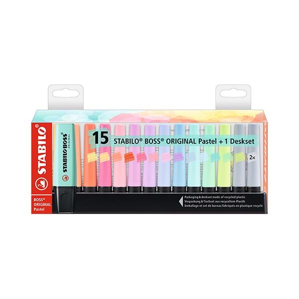 Stabilo Boss Original Set de Escritorio 15 Unidades Colores Pastel Surtidos Stabilo Boss Original Set de Escritorio 15 Unidades Colores Pastel Surtidos