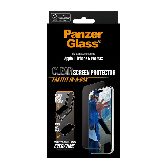 PanzerGlass Protector de Pantalla Ultra-Wide Fit para iPhone 17 Pro Max y 18 Pro Max Black Frame PanzerGlass Protector de Pantalla Ultra-Wide Fit para iPhone 17 Pro Max y 18 Pro Max Black Frame