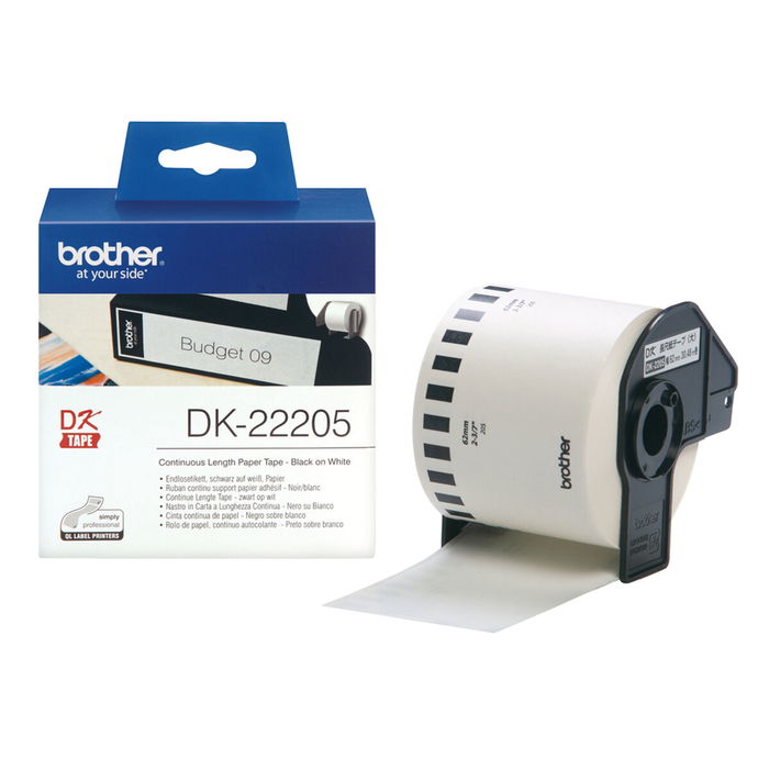 Rollo de Papel Contínuo Brother DK-22205 Negro/Blanco (3 Unidades) Rollo de Papel Contínuo Brother DK-22205 Negro/Blanco (3 Unidades)