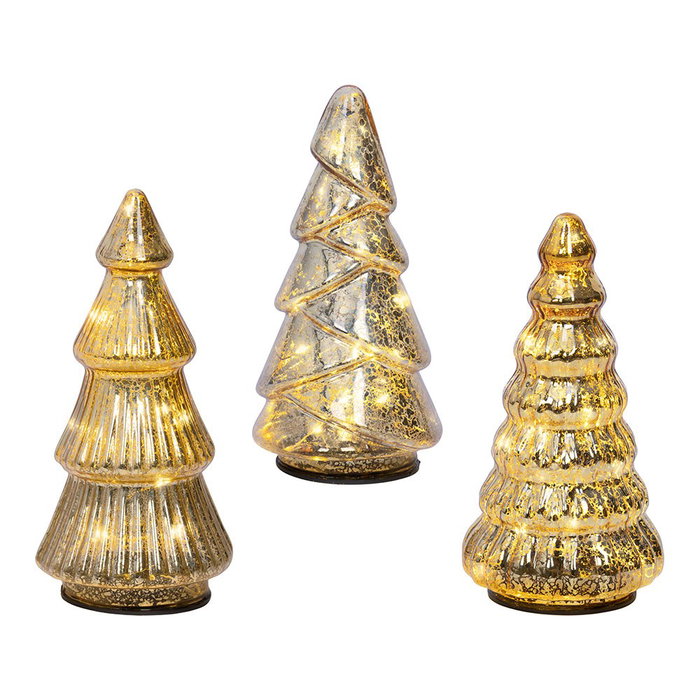 Lumineo Set de 3 Árboles de Vidrio con Micro LED Luz Cálida Fija Lumineo Set de 3 Árboles de Vidrio con Micro LED Luz Cálida Fija