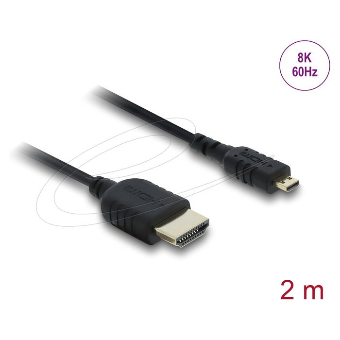 DeLOCK Cable HDMI de alta velocidad HDMI a Micro HDMI 8K 60 Hz 2 m