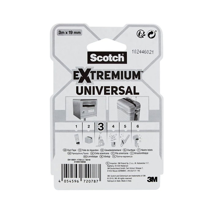 Scotch Extremium 3 Cinta Americana Universal Gris 19 mm x 3 m