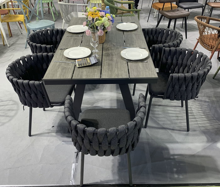 DKD Home Decor Silla de Terraza y Jardín de Aluminio y Cuerda Gris con Cojín (2 Unidades)