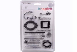 Innspiro Set de sellos acrílicos Marcos y decoración nº1 14x18cm