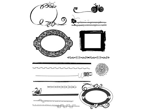 Innspiro Set de sellos acrílicos Marcos y decoración nº1 14x18cm