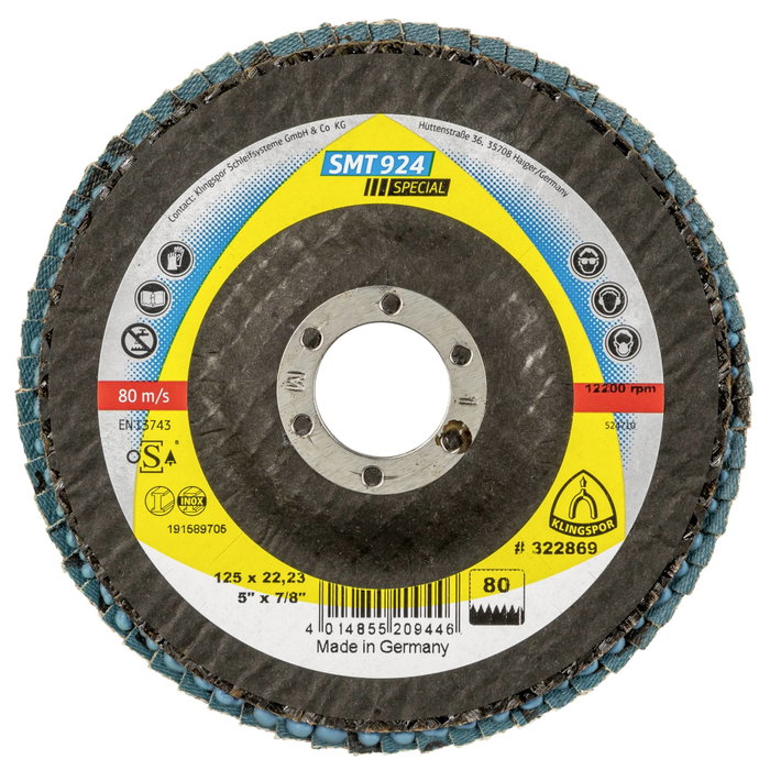 Klingspor SMT 924 Disco de mopa abrasivo 125x22,23 mm Grano 80 curvo