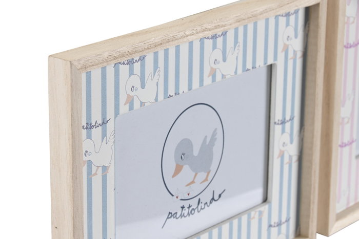 DKD Home Decor Marco Foto Baby Patito Lindo 23 Rosa Azul 1.5 x 17.5 x 22.5 cm (6 Unidades)