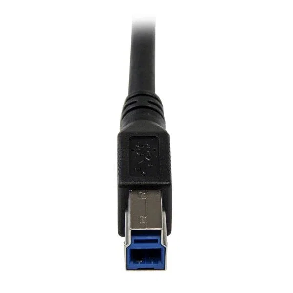 StarTech Cable USB 3.0 SuperSpeed de 1 m, USB A a USB B en ángulo recto, Negro