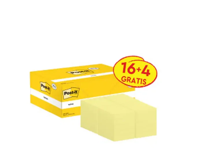 Post-it Bloc de notas adhesivas 653 Amarillo canario 38x51 mm (Pack de 20)