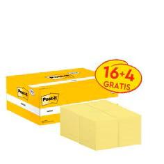 Post-It 653 Bloc Notas Adhesivas 100H 38x51mm Canary Yellow Paquete 16 Ud + 4 Ud Gratis