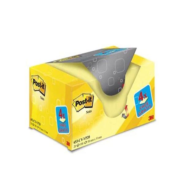Post-it Bloc de notas adhesivas 653 Amarillo canario 38x51 mm (Pack de 20)