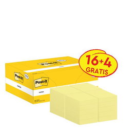 Post-it Bloc de notas adhesivas 653 Amarillo canario 38x51 mm (Pack de 20)
