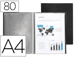 Liderpapel Carpeta Escaparate 80 Fundas Polipropileno DIN A4 Negro Opaco