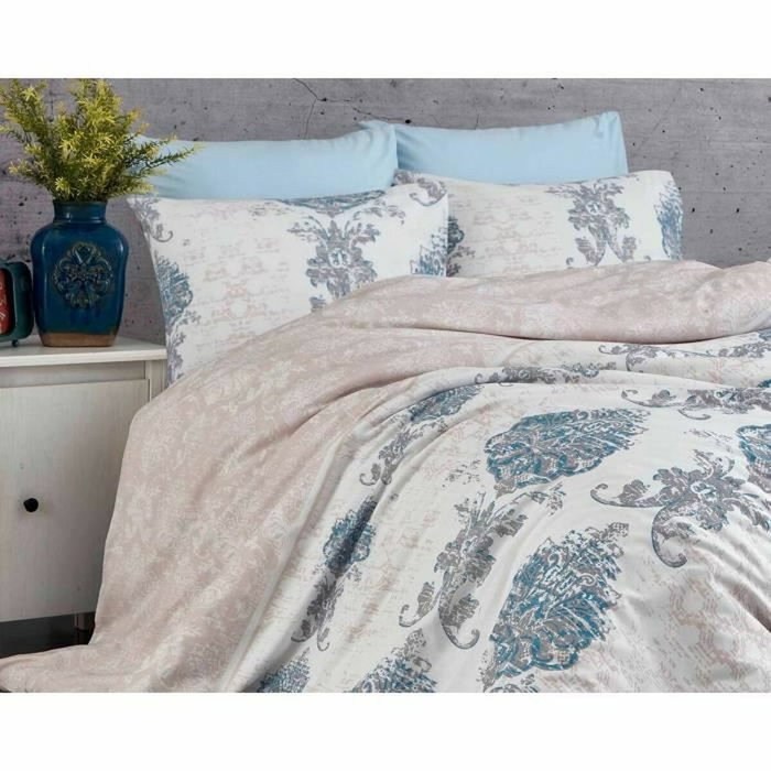 AUCUNE Juego de cama azul con funda nórdica 220x240 cm y 2 fundas de almohada 60x60 cm