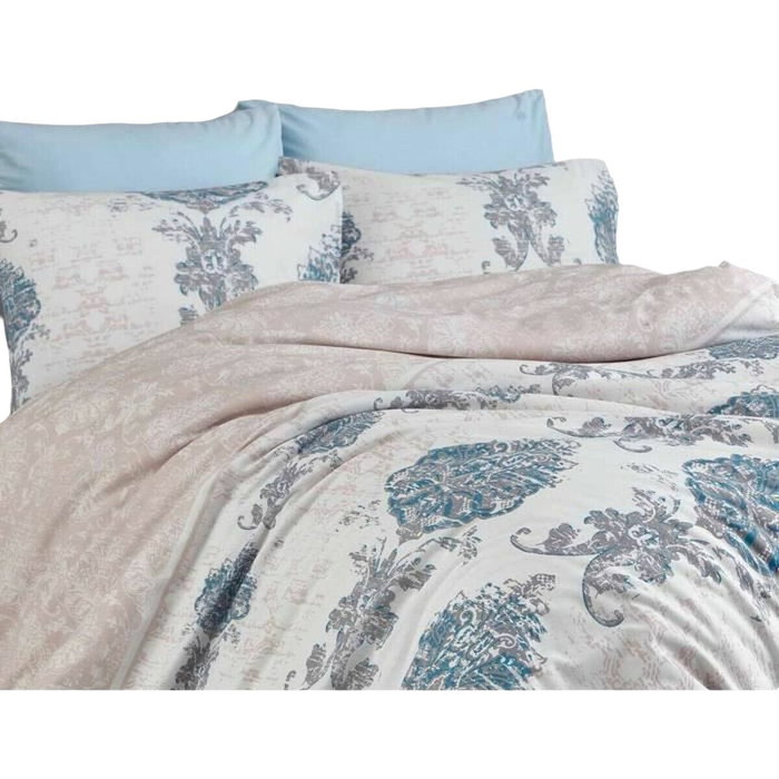AUCUNE Juego de cama azul con funda nórdica 220x240 cm y 2 fundas de almohada 60x60 cm