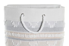 DKD Home Decor Cesta Boho Gris Blanco Algodon 35 x 55 x 35 cm (2 Unidades)