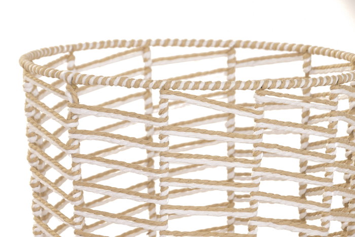 DKD Home Decor Set de 3 Maceteros de Fibra Trenzada y Madera