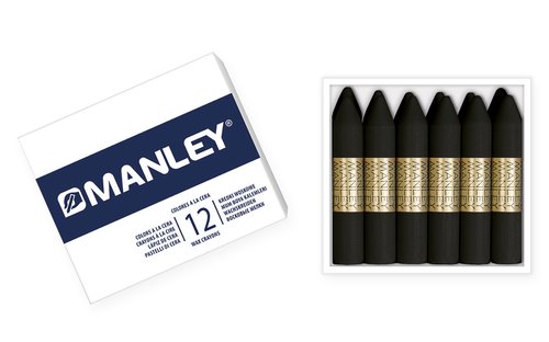 Manley Estuche de 12 Ceras Negro 60mm Manley Estuche de 12 Ceras Negro 60mm