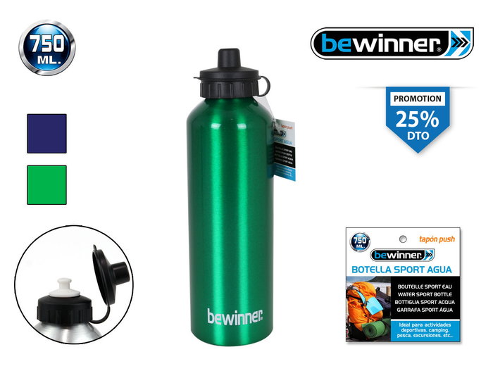 Bewinner Botella Deportiva de Aluminio Push 750 ml Bewinner Botella Deportiva de Aluminio Push 750 ml