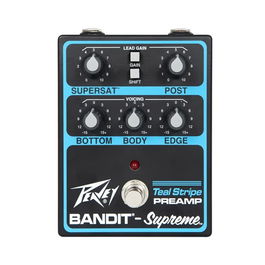 PEAVEY Bandit®-Supreme™ Teal Stripe Preamp Pedal - Circuito Original 2ª Gen, Controles de Ganancia y EQ Activo
