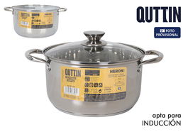Inde Cacerola 28 cm (10 L) Acero Inoxidable con Tapa "New Neron" 39x29.5x16 cm (4 Unidades)