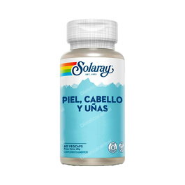 Solaray Piel Cabello Uñas 60Vcaps. Fórmula para el cuidado de la piel, cabello y uñas.