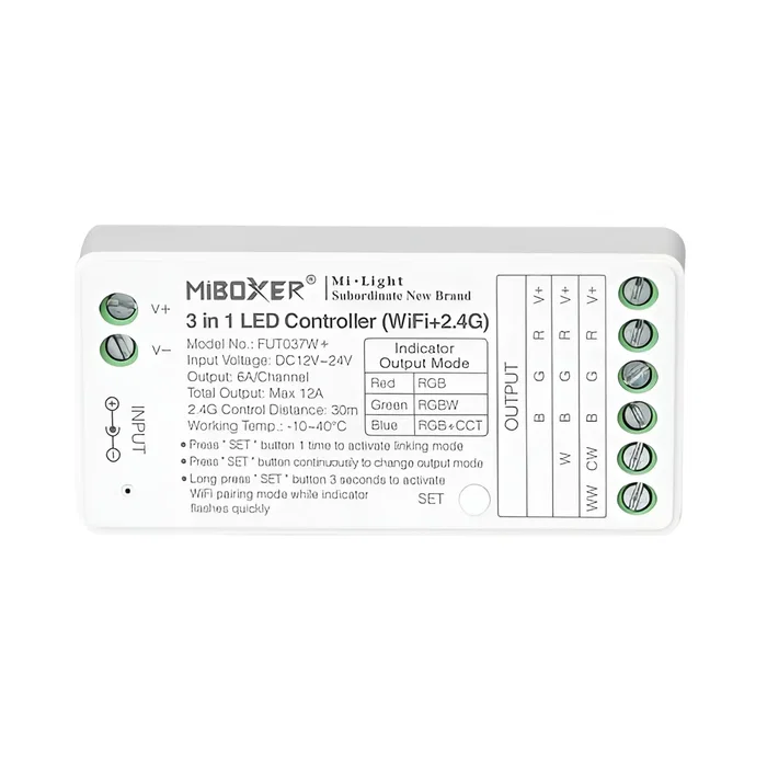 HLP Controlador LED 3 en 1 2,4GHz RF [HLP-E3-RF] RGB RGBW RGB+CCT 12V/24V 12A