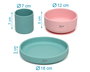 KioKids Set Vajilla Bebé 3 Piezas Silicona Rosa y Verde con Ventosa +6 Meses