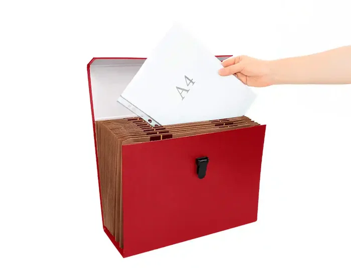 Liderpapel Maletín Clasificadora Fuelle con 19 Departamentos Rojo