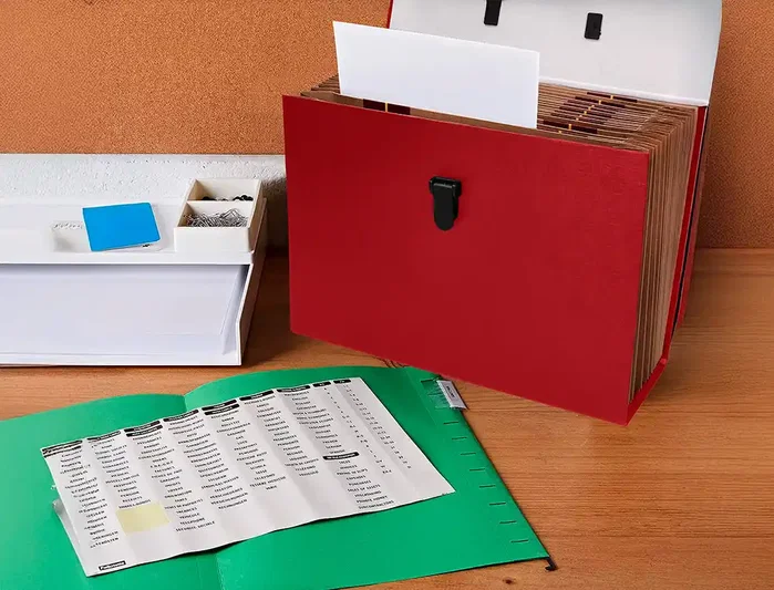 Liderpapel Maletín Clasificadora Fuelle con 19 Departamentos Rojo