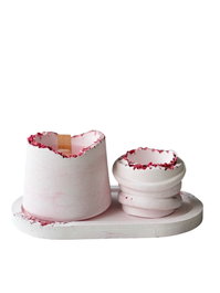 Aberto Design Set de Velas 35ST de Concreto Hechas a Mano con Vela de Soya Color Rosa y Blanco