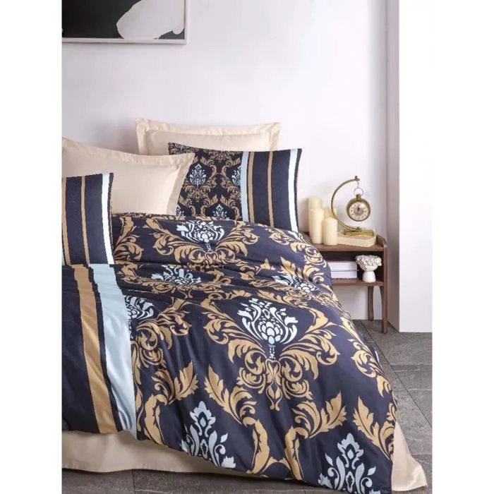 Juego de cama 220x240 cm + 2 fundas de almohada 60x60 cm 100% poliéster microsatín Azul ASI8684282835097