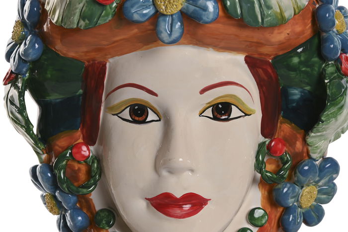 DKD Home Decor Macetero Mediterraneo Sicilia 2024 Verde Multicolor Porcelana 20 x 32 x 20 cm (2 Unidades)