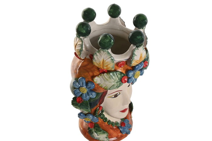 DKD Home Decor Macetero Mediterraneo Sicilia 2024 Verde Multicolor Porcelana 20 x 32 x 20 cm (2 Unidades)