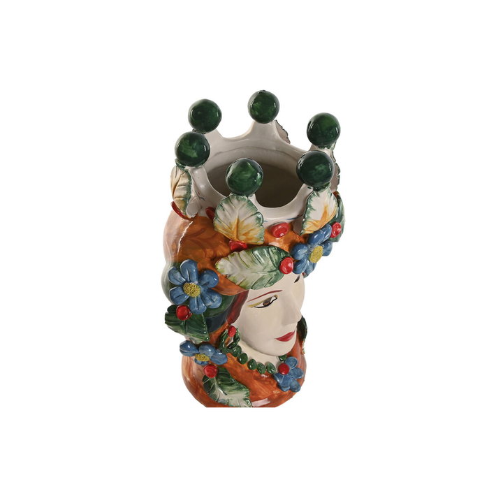 DKD Home Decor Macetero de Porcelana Cabeza Siciliana, Pack de 2 unidades