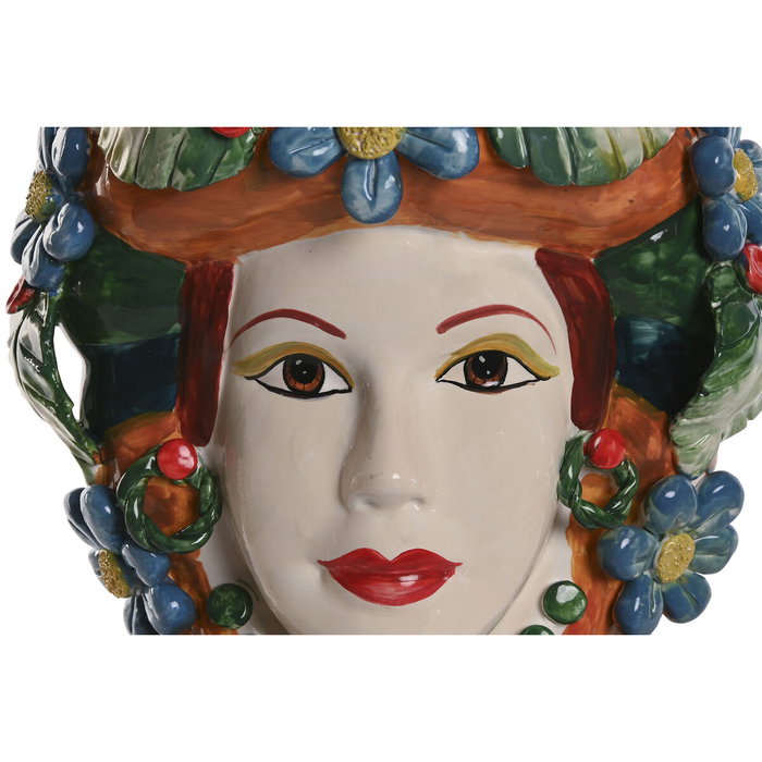 DKD Home Decor Macetero de Porcelana Cabeza Siciliana, Pack de 2 unidades