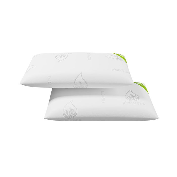 Nalui Almohada Viscolástica con Copos de Aloe Vera 70 x 38 cm, Confort Cervical, 2 Unidades