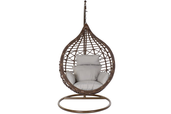 DKD Home Decor Sillón Colgante Breeze para Terraza y Jardín, Marrón y Gris, 100 x 78 x 120 cm DKD Home Decor Sillón Colgante Breeze para Terraza y Jardín, Marrón y Gris, 100 x 78 x 120 cm