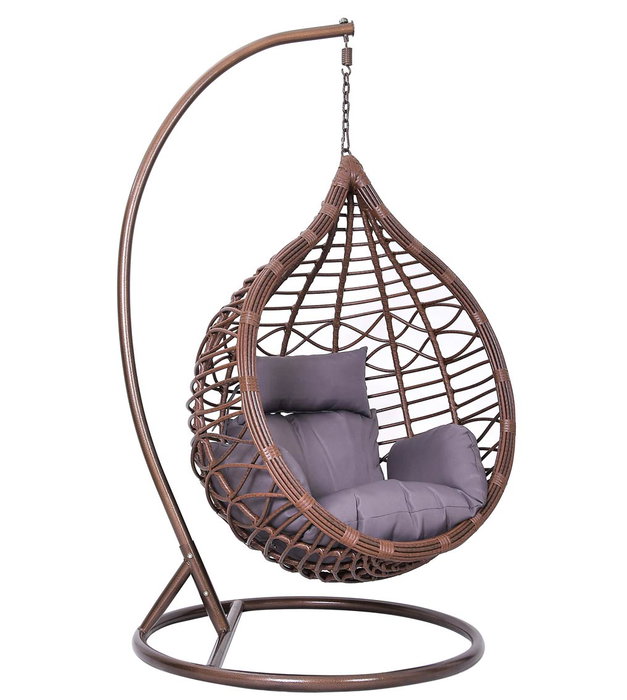 DKD Home Decor Sillón Colgante Breeze para Terraza y Jardín, Marrón y Gris, 100 x 78 x 120 cm DKD Home Decor Sillón Colgante Breeze para Terraza y Jardín, Marrón y Gris, 100 x 78 x 120 cm
