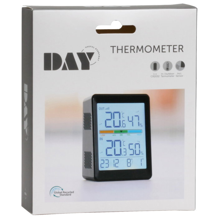 Day Termómetro Inalámbrico con Sensor para Temperatura Interior y Exterior