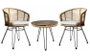 DKD Home Decor Set de 3 Mesas para Terraza y Jardín en Ratán Sintético, Marrón Claro y Blanco