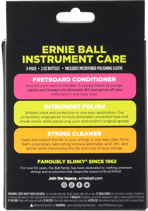 Ernieball Kit Mantenimiento Guitarra con Gamuza Microfibra y Limpiador de Cuerdas