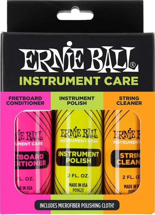 Ernieball Kit Mantenimiento Guitarra con Gamuza Microfibra y Limpiador de Cuerdas