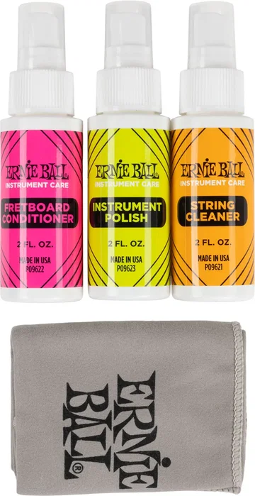 Ernieball Kit Mantenimiento Guitarra con Gamuza Microfibra y Limpiador de Cuerdas