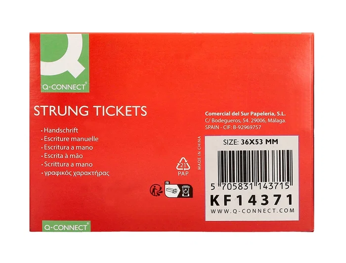 Q-connect Etiquetas Colgantes 36x53 mm Caja de 500 Unidades