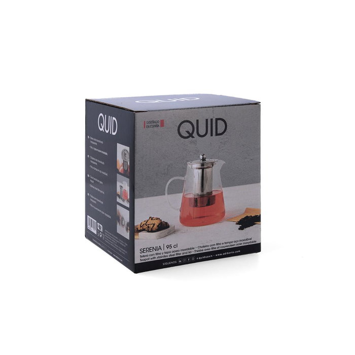 Quid Tetera Serenia de Vidrio con Filtro Inoxidable y Tapa de 95 cl